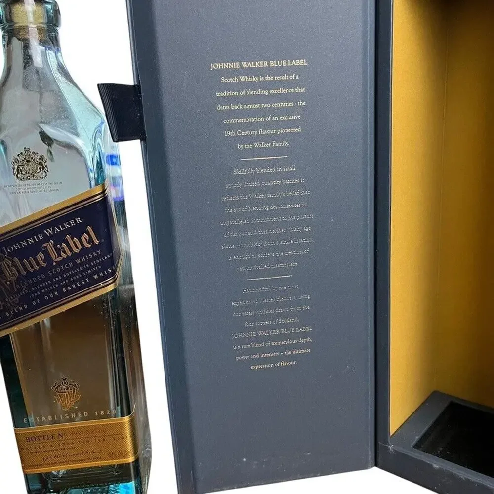 Johnnie Walker Blue Label Blended Scotch Whisky Empty Bottle Box Collectors